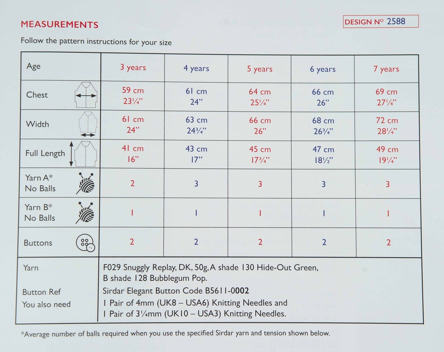 SIRDAR SNUGGLY REPLAY PATTERN 2588