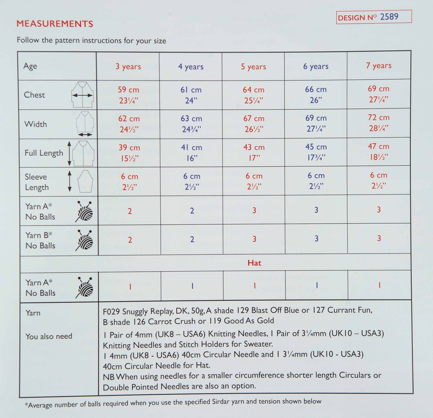 SIRDAR SNUGGLY REPLAY PATTERN 2589