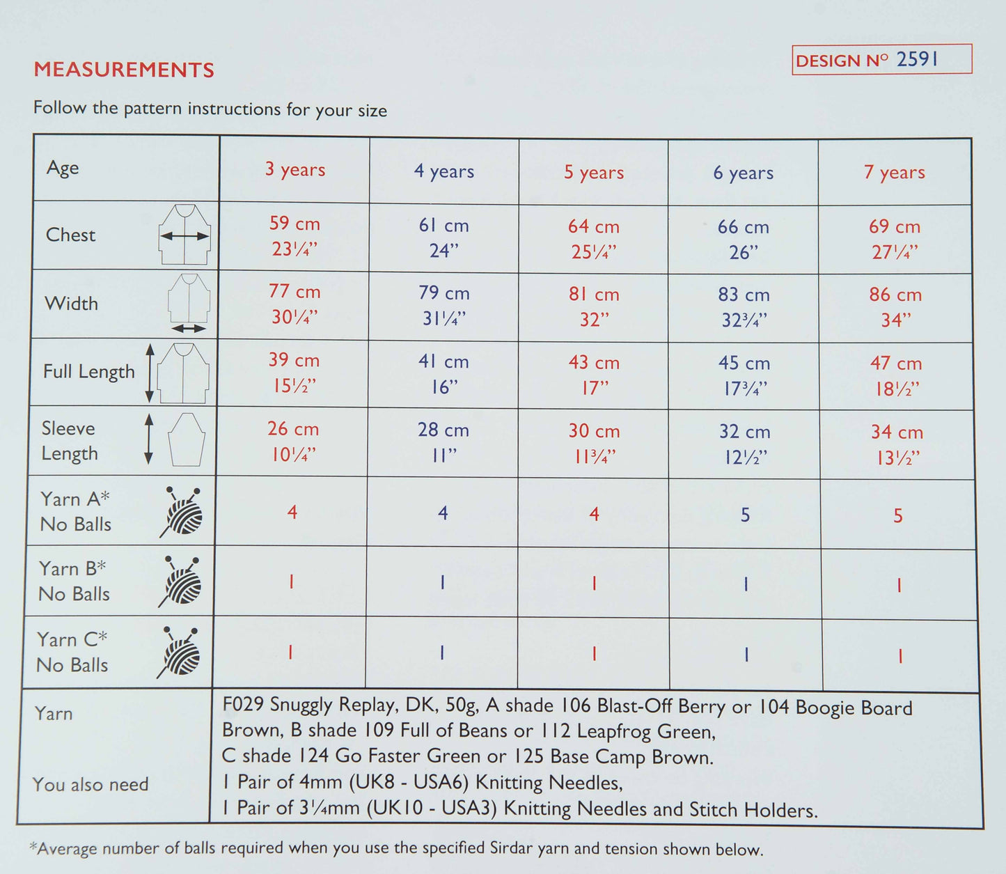 SIRDAR SNUGGLY REPLAY PATTERN 2591