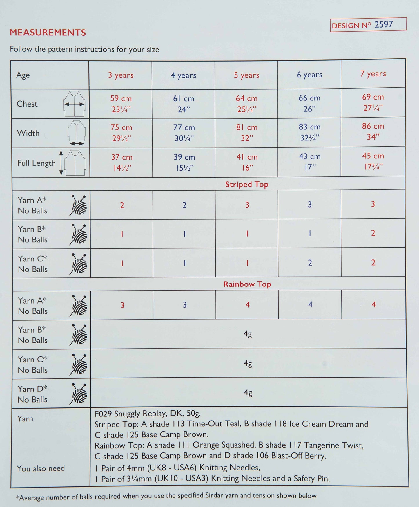SIRDAR SNUGGLY REPLAY PATTERN 2597