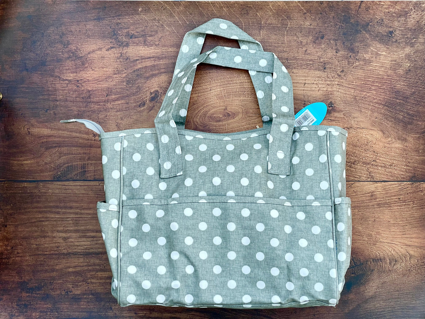 Green polkadot bag