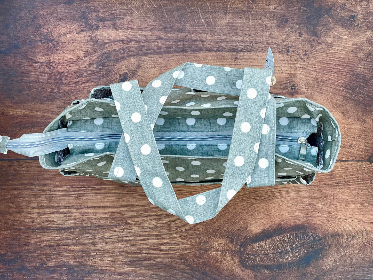 Green polkadot bag