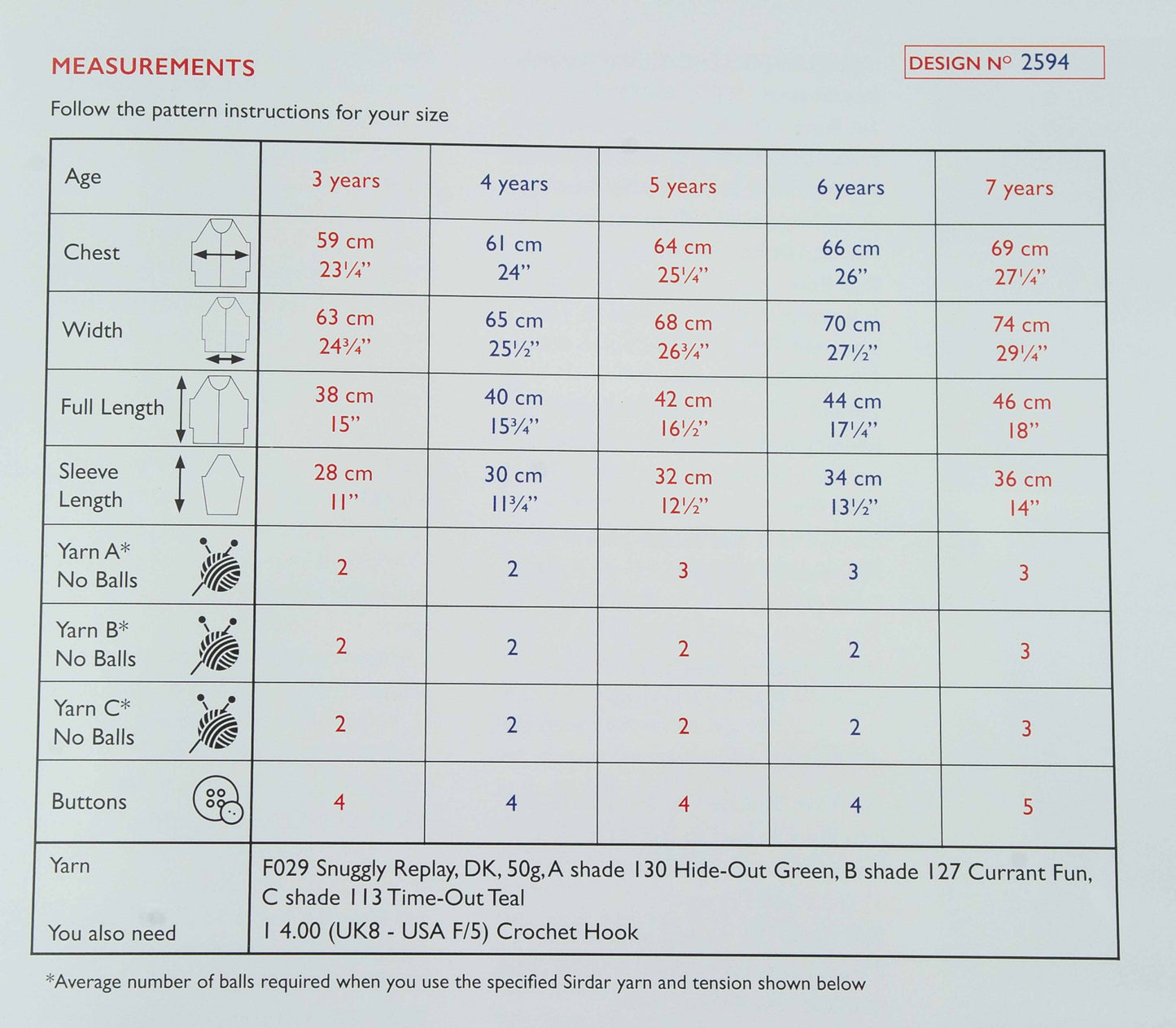 SIRDAR SNUGGLY REPLAY PATTERN 2594