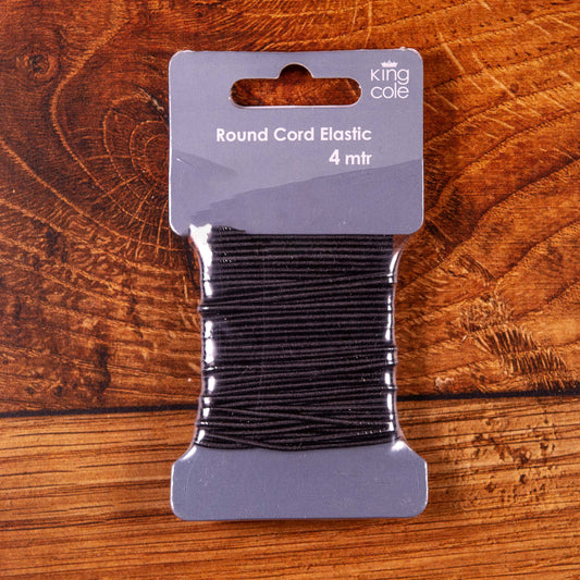 KING COLE ROUND CORD ELASTIC 4M BLACK