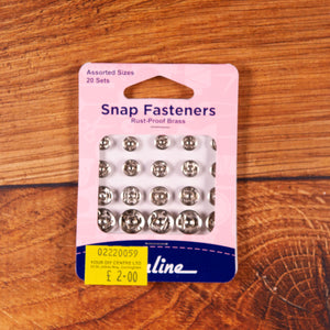 HEMLINE SNAP FASTENERS 20PCS  6/7/9/11mm Silver