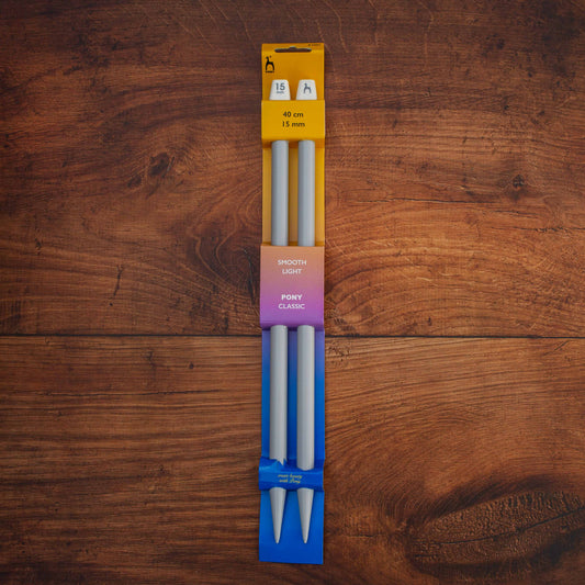 PONY CLASSIC NEEDLES SMOOTH LIGHT 40CM X 15MM