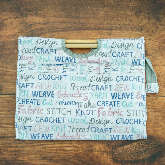 CRAFT BAG WITH WOODEN HANDLES