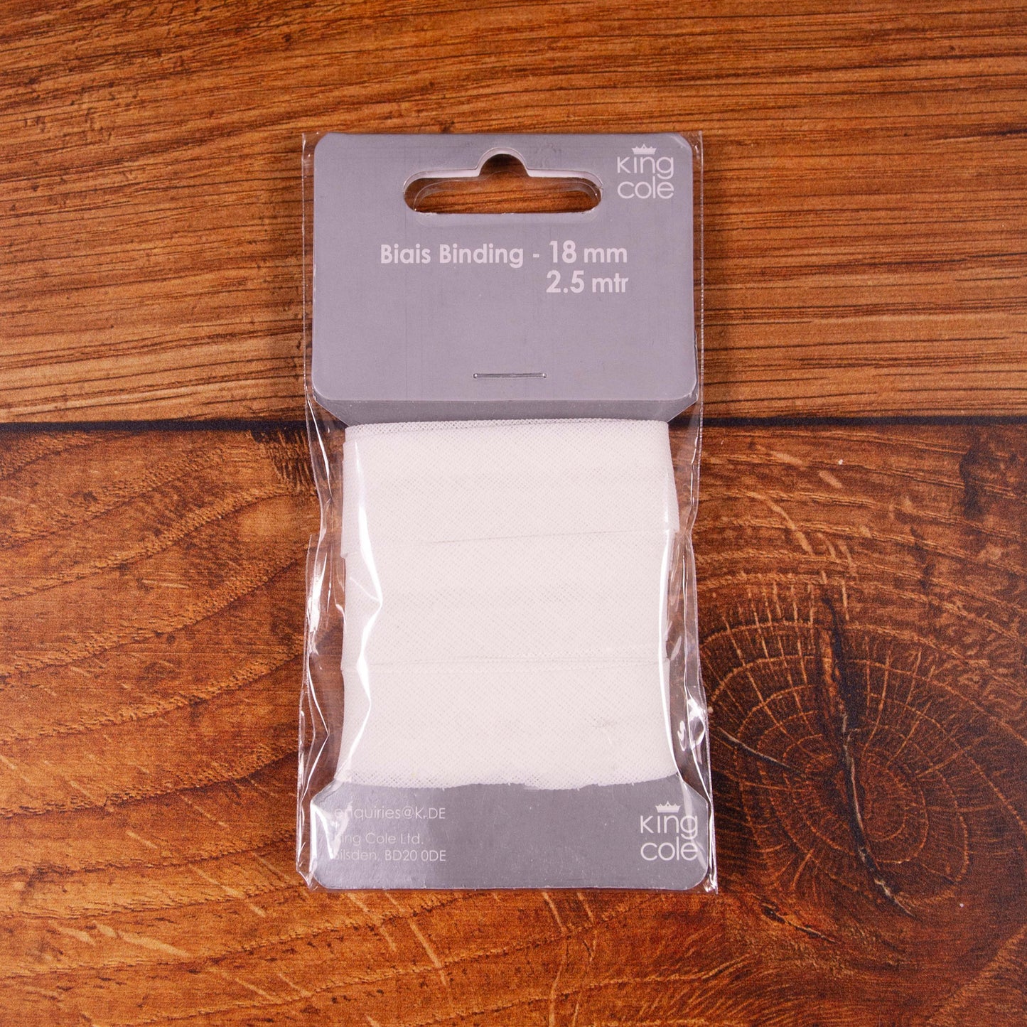 KING COLE BIAS BINDING 18MM X 2.5M WHITE